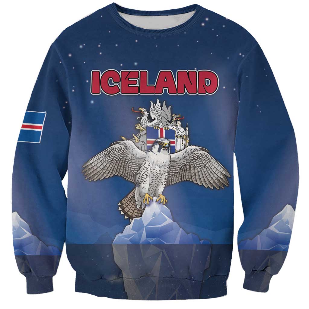Personalized Iceland Sweatshirt The Gyrfalcon With Symbol - Wonder Print Shop