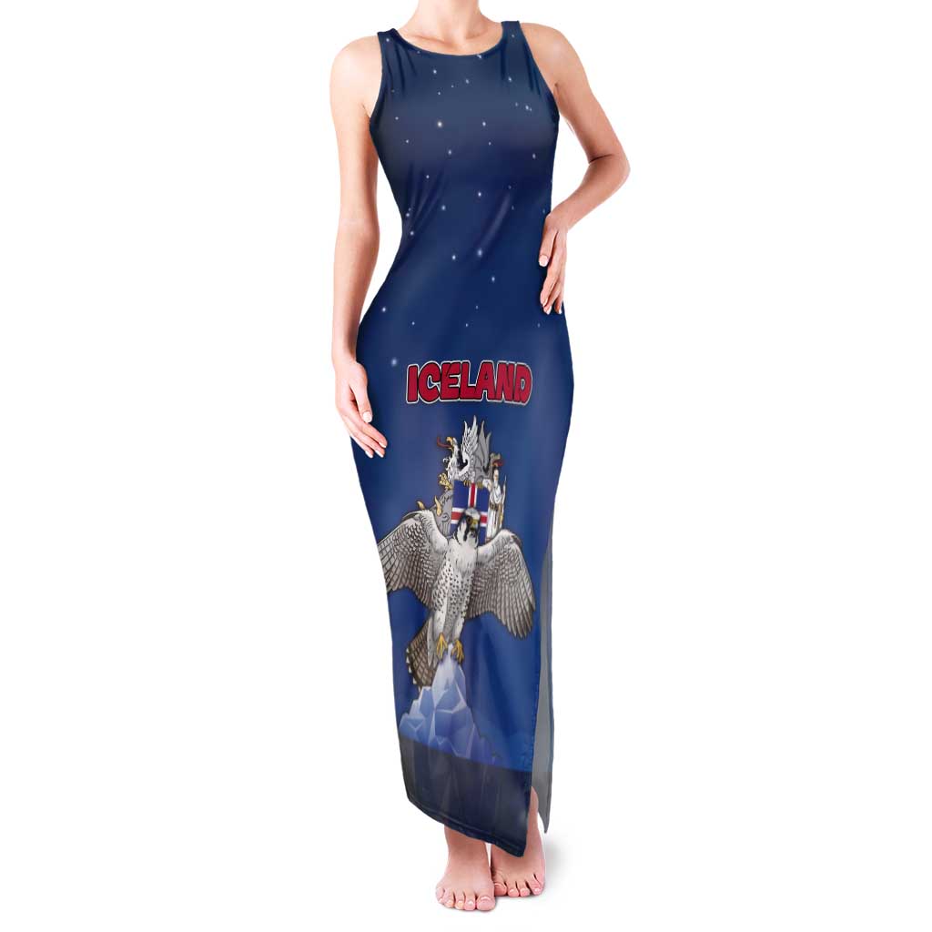 Personalized Iceland Tank Maxi Dress The Gyrfalcon With Symbol - Wonder Print Shop