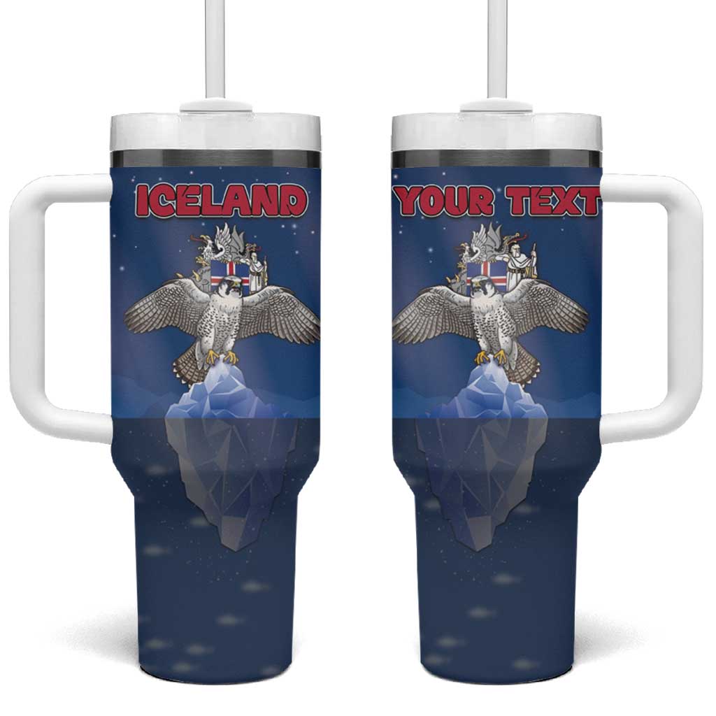Personalized Iceland Tumbler With Handle The Gyrfalcon With Symbol - Wonder Print Shop