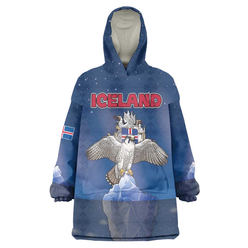 Personalized Iceland Wearable Blanket Hoodie The Gyrfalcon With Symbol - Wonder Print Shop