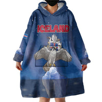 Personalized Iceland Wearable Blanket Hoodie The Gyrfalcon With Symbol - Wonder Print Shop