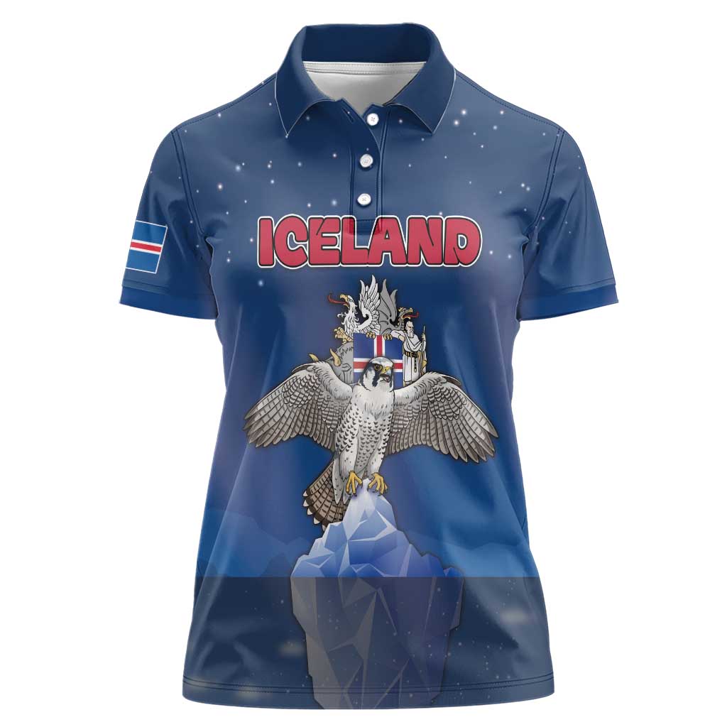 Personalized Iceland Women Polo Shirt The Gyrfalcon With Symbol - Wonder Print Shop