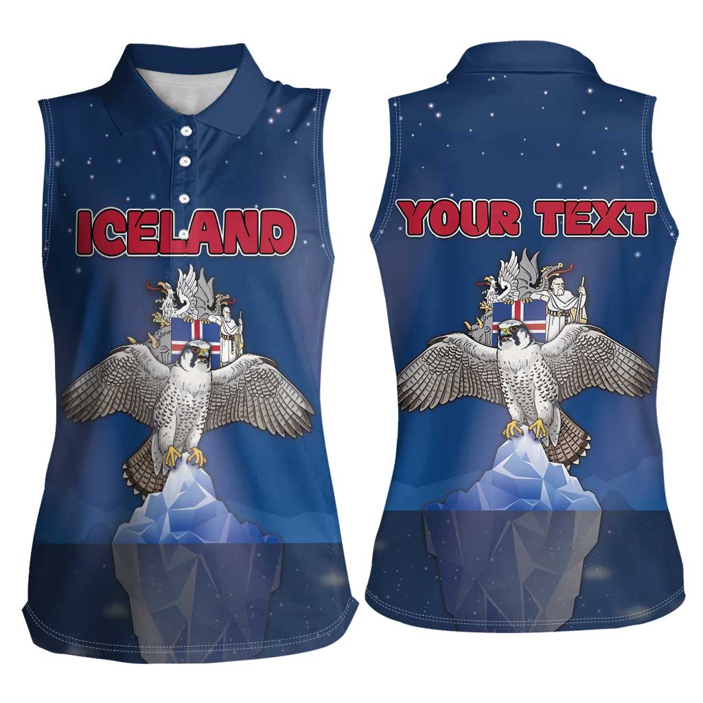 Personalized Iceland Women Sleeveless Polo Shirt The Gyrfalcon With Symbol - Wonder Print Shop
