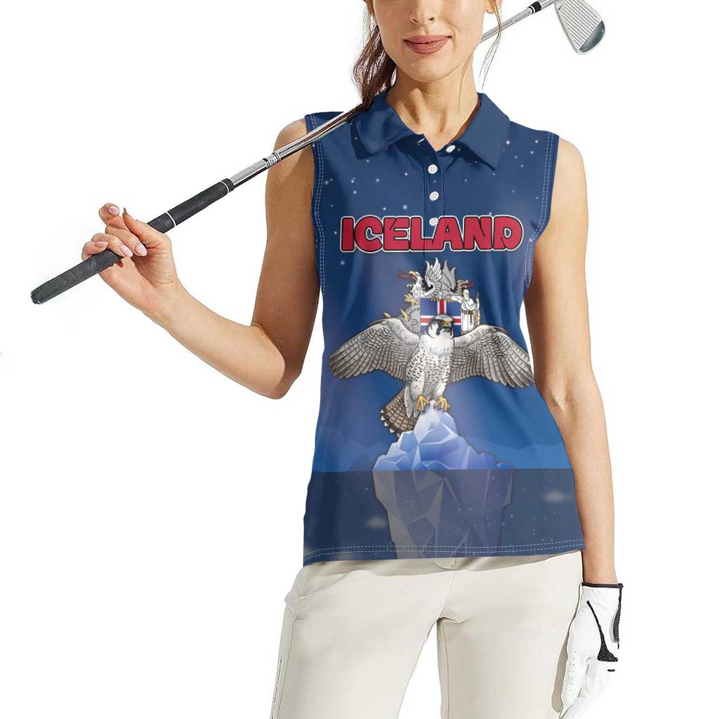 Personalized Iceland Women Sleeveless Polo Shirt The Gyrfalcon With Symbol - Wonder Print Shop