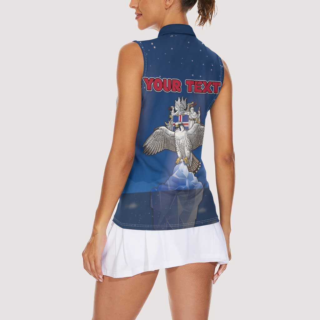 Personalized Iceland Women Sleeveless Polo Shirt The Gyrfalcon With Symbol - Wonder Print Shop