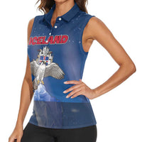 Personalized Iceland Women Sleeveless Polo Shirt The Gyrfalcon With Symbol - Wonder Print Shop