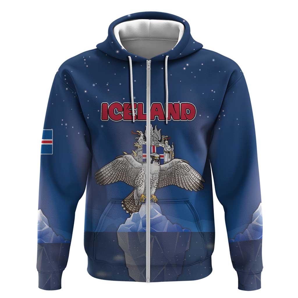 Personalized Iceland Zip Hoodie The Gyrfalcon With Symbol - Wonder Print Shop
