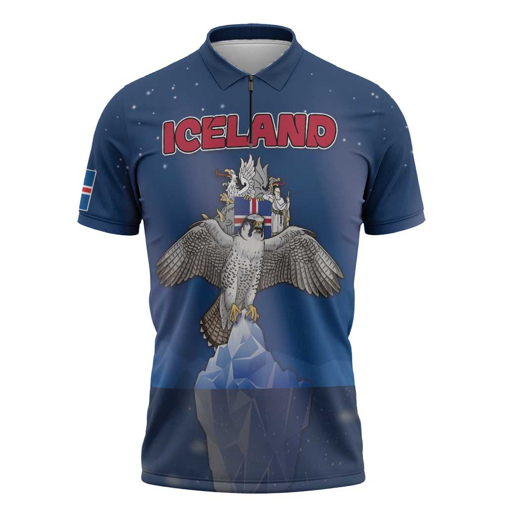 Personalized Iceland Zipper Polo Shirt The Gyrfalcon With Symbol - Wonder Print Shop