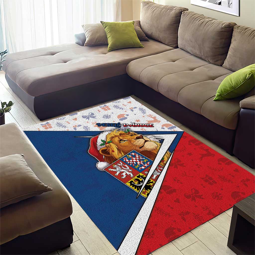 Czech Republic Christmas Area Rug The Lion With Coat Of Arms - Wonder Print Shop