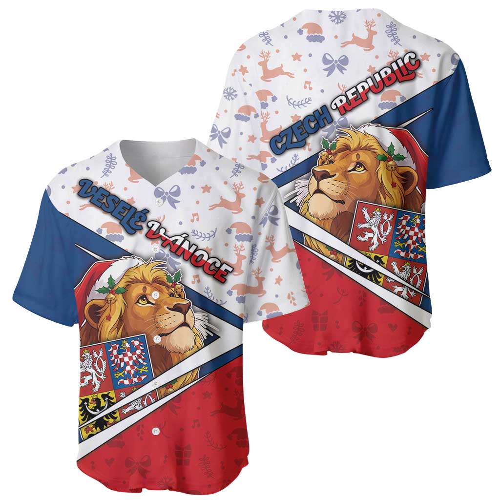 Czech Republic Christmas Baseball Jersey The Lion With Coat Of Arms - Wonder Print Shop