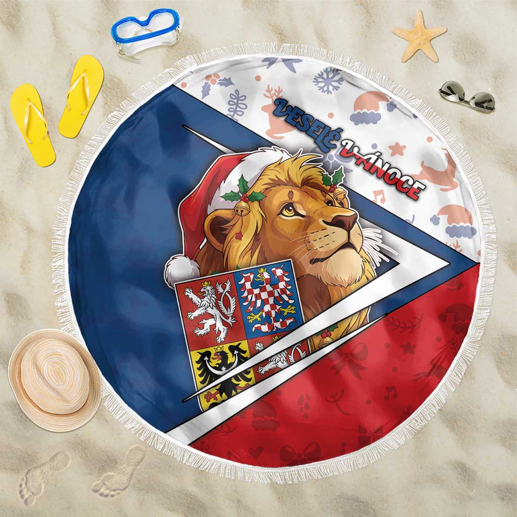 Czech Republic Christmas Beach Blanket The Lion With Coat Of Arms - Wonder Print Shop
