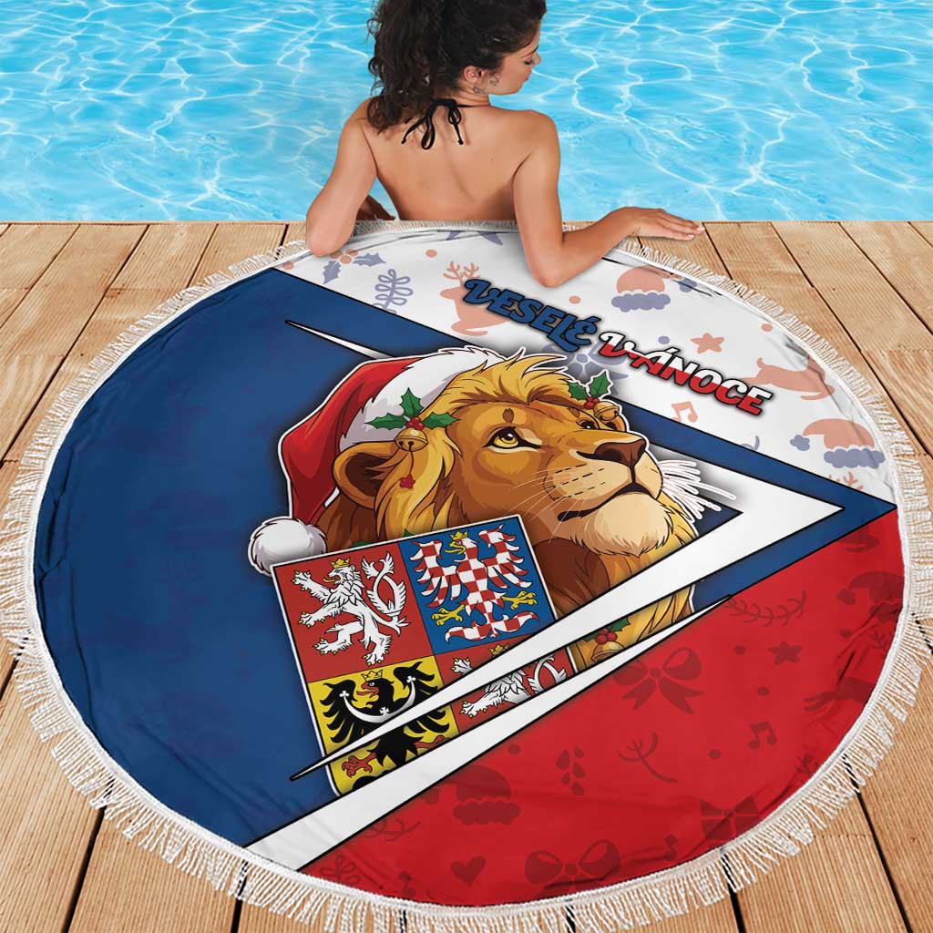 Czech Republic Christmas Beach Blanket The Lion With Coat Of Arms - Wonder Print Shop