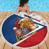 Czech Republic Christmas Beach Blanket The Lion With Coat Of Arms - Wonder Print Shop