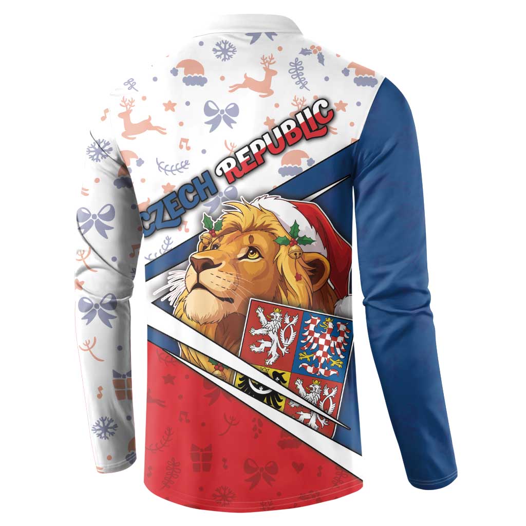 Czech Republic Christmas Button Sweatshirt The Lion With Coat Of Arms - Wonder Print Shop