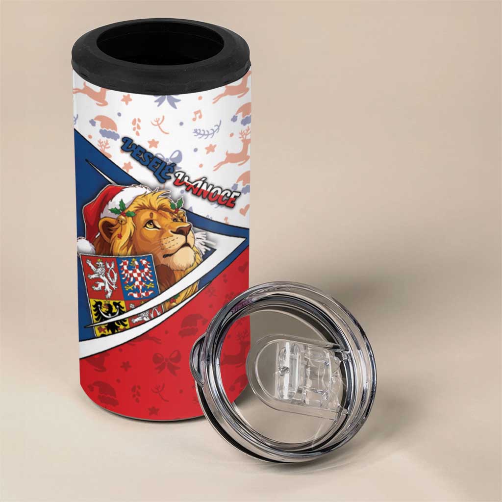 Czech Republic Christmas 4 in 1 Can Cooler Tumbler The Lion With Coat Of Arms - Wonder Print Shop