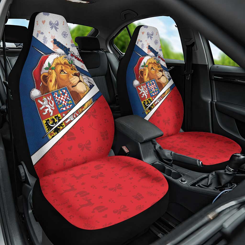 Czech Republic Christmas Car Seat Cover The Lion With Coat Of Arms - Wonder Print Shop
