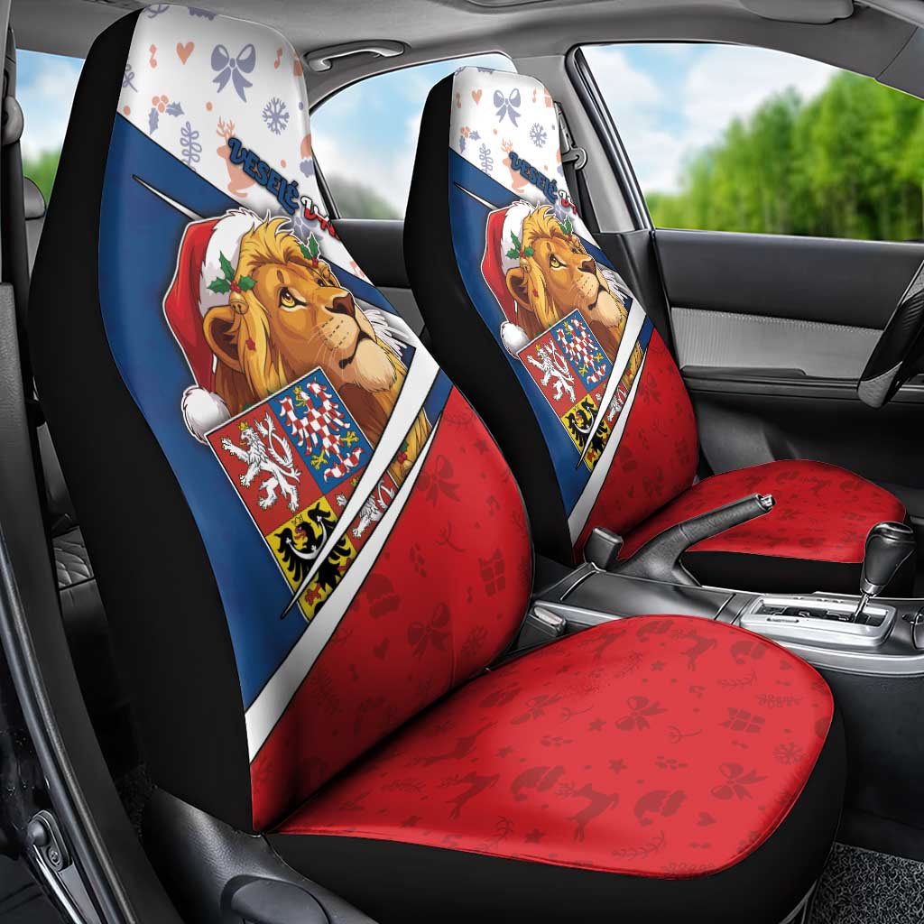 Czech Republic Christmas Car Seat Cover The Lion With Coat Of Arms - Wonder Print Shop