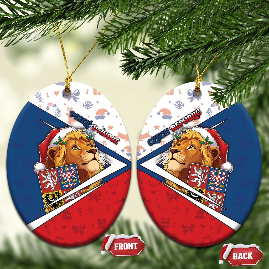 Czech Republic Christmas Ceramic Ornament The Lion With Coat Of Arms - Wonder Print Shop