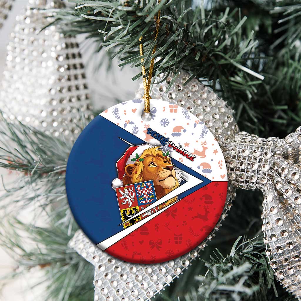 Czech Republic Christmas Ceramic Ornament The Lion With Coat Of Arms - Wonder Print Shop