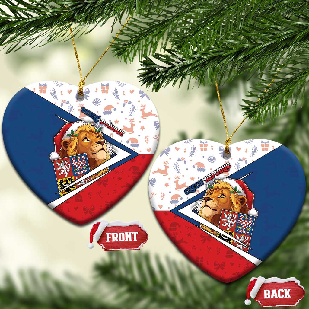 Czech Republic Christmas Ceramic Ornament The Lion With Coat Of Arms - Wonder Print Shop