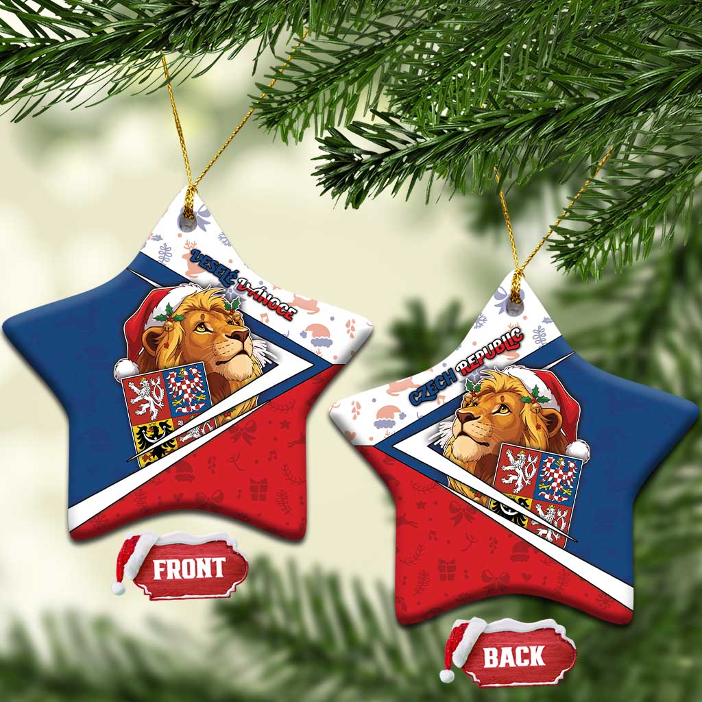 Czech Republic Christmas Ceramic Ornament The Lion With Coat Of Arms - Wonder Print Shop