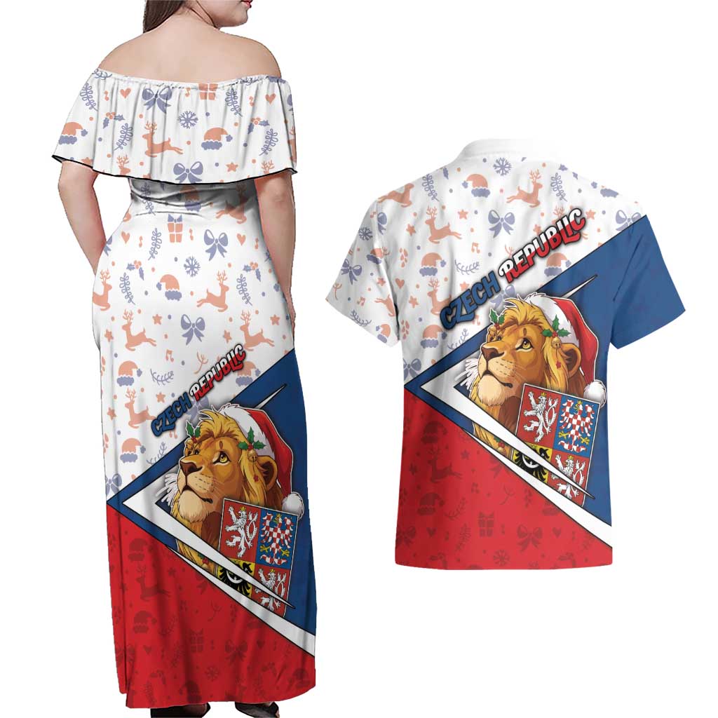 Czech Republic Christmas Couples Matching Off Shoulder Maxi Dress and Hawaiian Shirt The Lion With Coat Of Arms - Wonder Print Shop