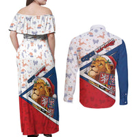 Czech Republic Christmas Couples Matching Off Shoulder Maxi Dress and Long Sleeve Button Shirt The Lion With Coat Of Arms - Wonder Print Shop