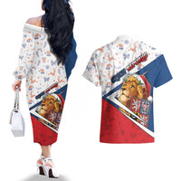 Czech Republic Christmas Couples Matching Off The Shoulder Long Sleeve Dress and Hawaiian Shirt The Lion With Coat Of Arms - Wonder Print Shop