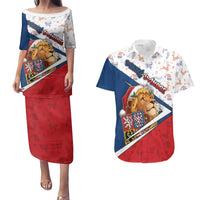 Czech Republic Christmas Couples Matching Puletasi and Hawaiian Shirt The Lion With Coat Of Arms - Wonder Print Shop