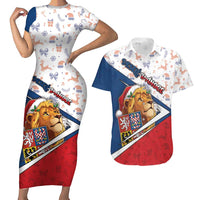 Czech Republic Christmas Couples Matching Short Sleeve Bodycon Dress and Hawaiian Shirt The Lion With Coat Of Arms - Wonder Print Shop