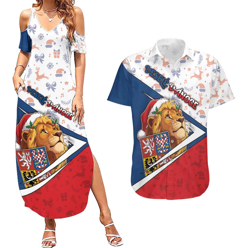 Czech Republic Christmas Couples Matching Summer Maxi Dress and Hawaiian Shirt The Lion With Coat Of Arms - Wonder Print Shop