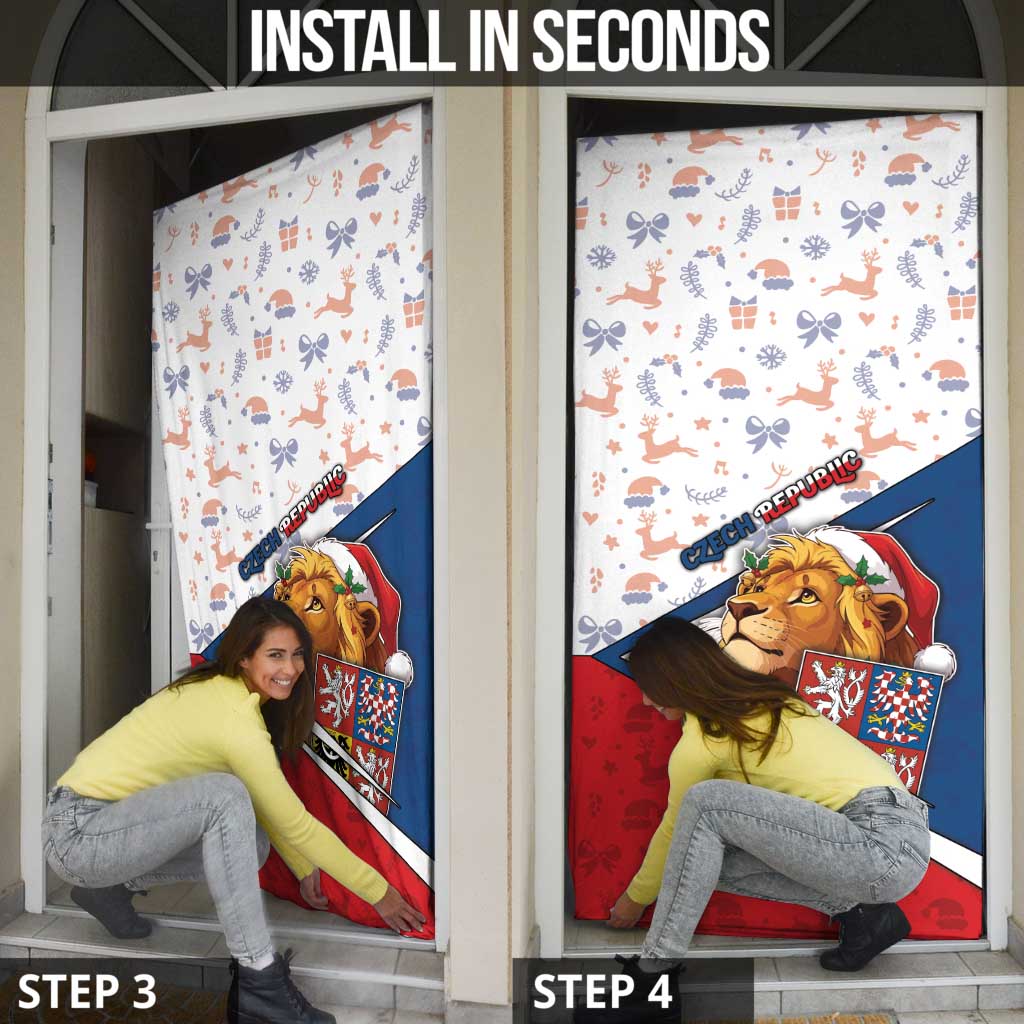 Czech Republic Christmas Door Cover The Lion With Coat Of Arms - Wonder Print Shop