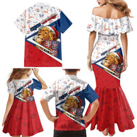 Czech Republic Christmas Family Matching Mermaid Dress and Hawaiian Shirt The Lion With Coat Of Arms - Wonder Print Shop