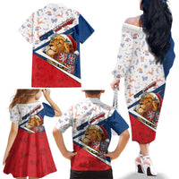 Czech Republic Christmas Family Matching Off The Shoulder Long Sleeve Dress and Hawaiian Shirt The Lion With Coat Of Arms - Wonder Print Shop