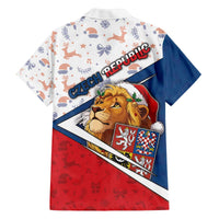 Czech Republic Christmas Family Matching Off The Shoulder Long Sleeve Dress and Hawaiian Shirt The Lion With Coat Of Arms - Wonder Print Shop