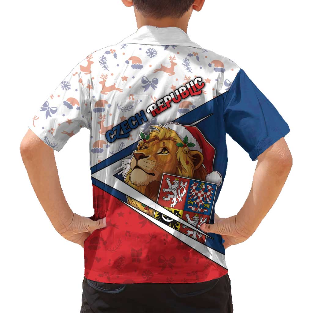 Czech Republic Christmas Family Matching Off Shoulder Maxi Dress and Hawaiian Shirt The Lion With Coat Of Arms - Wonder Print Shop