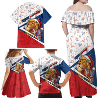 Czech Republic Christmas Family Matching Off Shoulder Maxi Dress and Hawaiian Shirt The Lion With Coat Of Arms - Wonder Print Shop