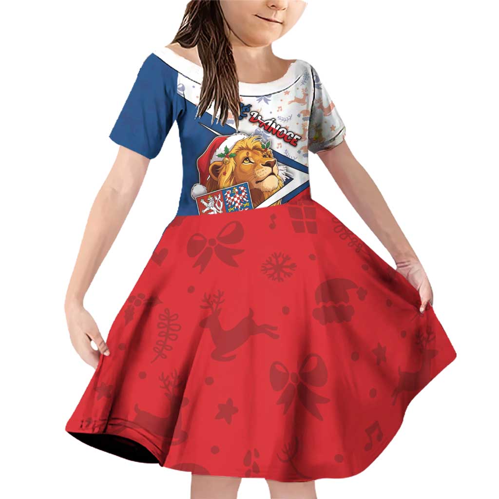Czech Republic Christmas Family Matching Off Shoulder Short Dress and Hawaiian Shirt The Lion With Coat Of Arms - Wonder Print Shop