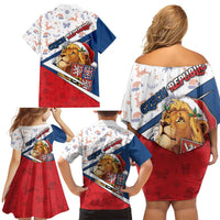 Czech Republic Christmas Family Matching Off Shoulder Short Dress and Hawaiian Shirt The Lion With Coat Of Arms - Wonder Print Shop