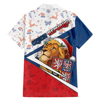 Czech Republic Christmas Family Matching Off Shoulder Short Dress and Hawaiian Shirt The Lion With Coat Of Arms - Wonder Print Shop