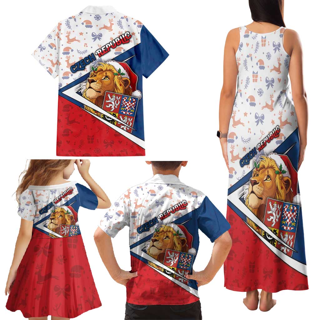 Czech Republic Christmas Family Matching Tank Maxi Dress and Hawaiian Shirt The Lion With Coat Of Arms - Wonder Print Shop