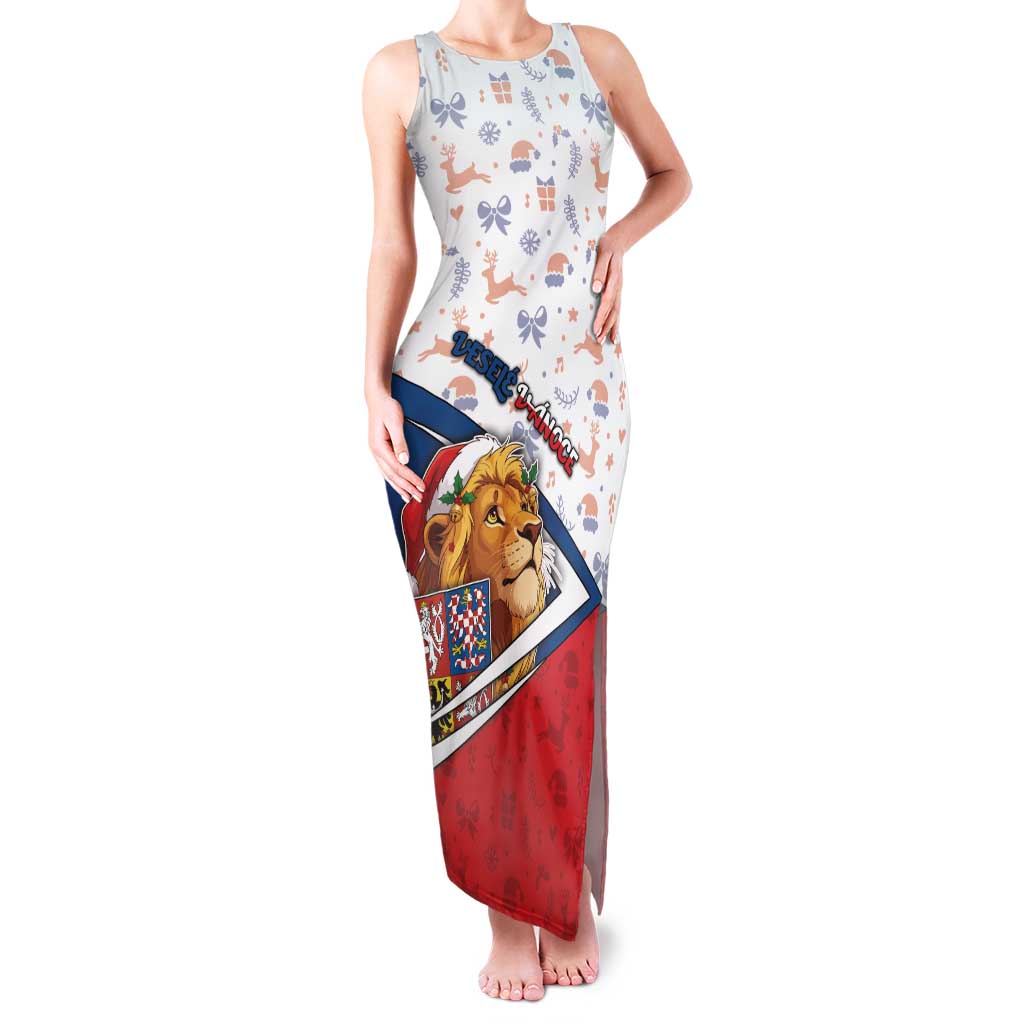 Czech Republic Christmas Family Matching Tank Maxi Dress and Hawaiian Shirt The Lion With Coat Of Arms - Wonder Print Shop