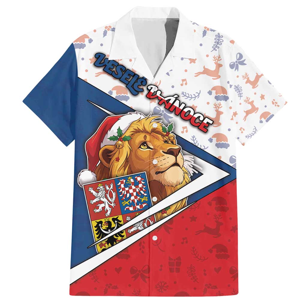 Czech Republic Christmas Hawaiian Shirt The Lion With Coat Of Arms - Wonder Print Shop