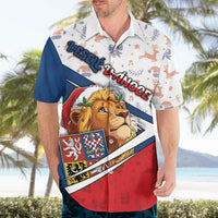 Czech Republic Christmas Hawaiian Shirt The Lion With Coat Of Arms - Wonder Print Shop