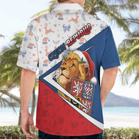 Czech Republic Christmas Hawaiian Shirt The Lion With Coat Of Arms - Wonder Print Shop