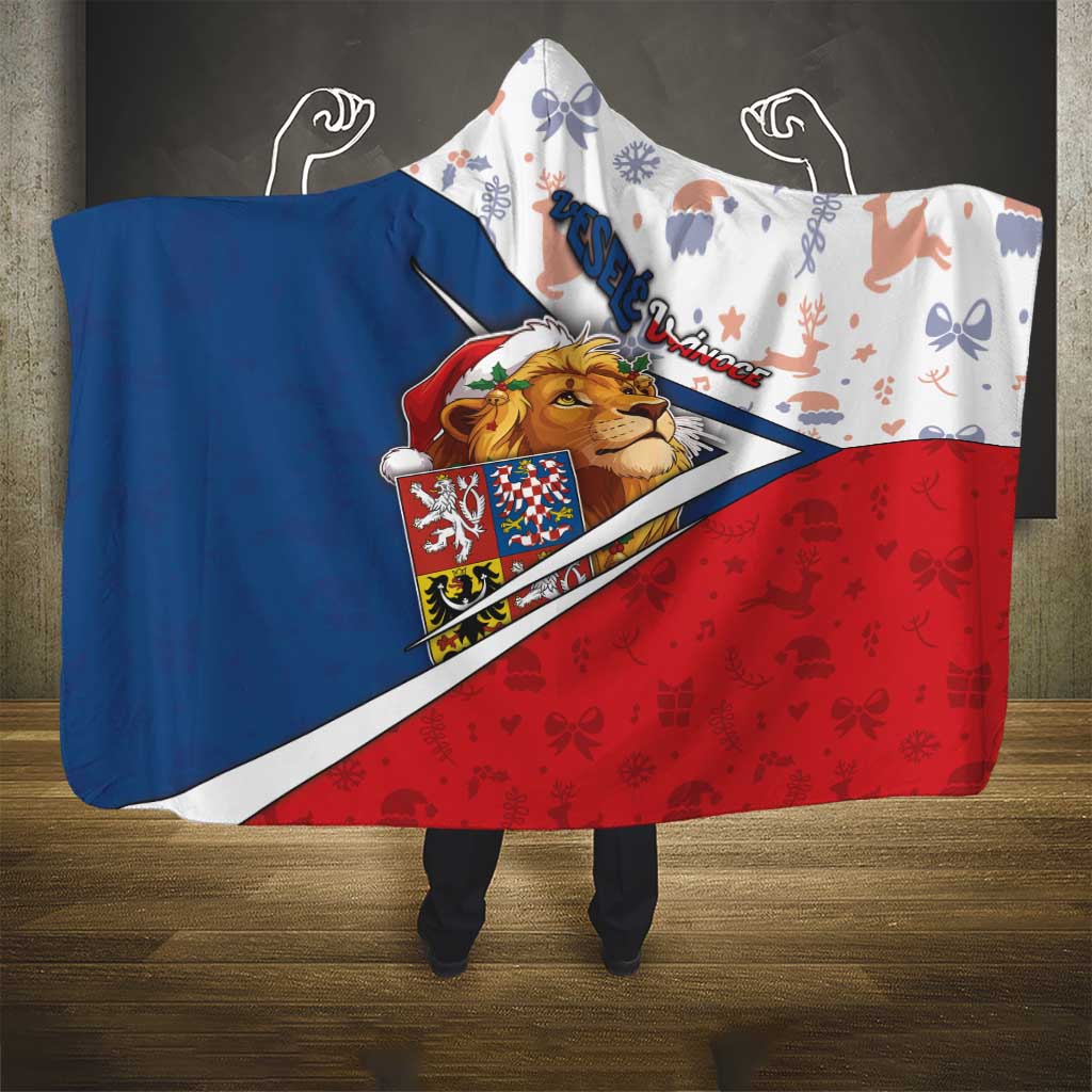 Czech Republic Christmas Hooded Blanket The Lion With Coat Of Arms - Wonder Print Shop