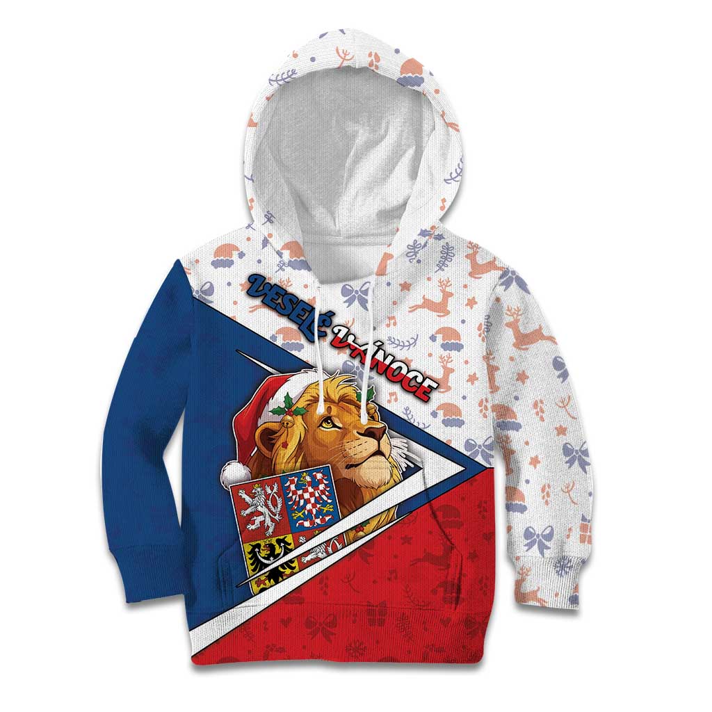 Czech Republic Christmas Kid Hoodie The Lion With Coat Of Arms - Wonder Print Shop
