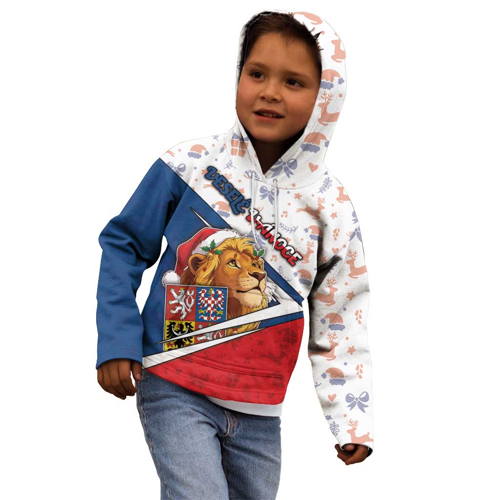 Czech Republic Christmas Kid Hoodie The Lion With Coat Of Arms - Wonder Print Shop