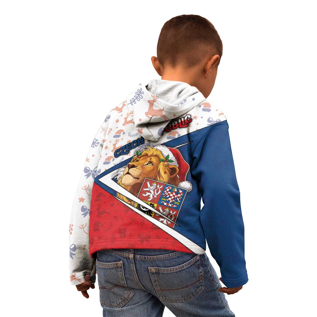 Czech Republic Christmas Kid Hoodie The Lion With Coat Of Arms - Wonder Print Shop