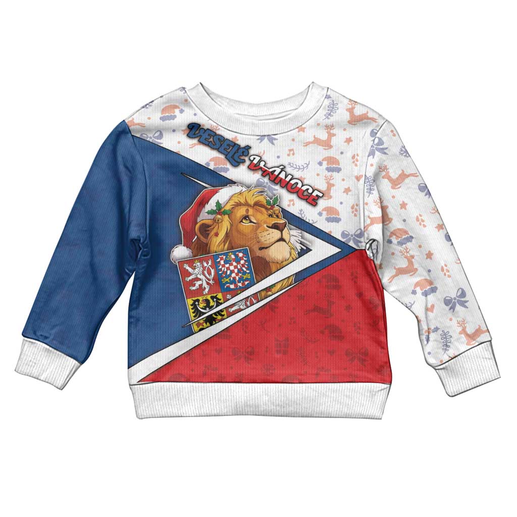 Czech Republic Christmas Kid Ugly Christmas Sweater The Lion With Coat Of Arms - Wonder Print Shop